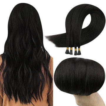 Fshine Virgin I Tip Real Human Hair 20g Hair Extensions Jet Black (#1) - FShine Shop